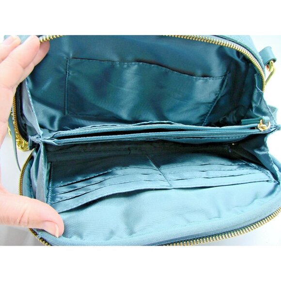 Joy & Iman Leather Quilted Jade Green Crossbody Shoulder Bag Gold Chain & Tassel - Picture 8 of 15